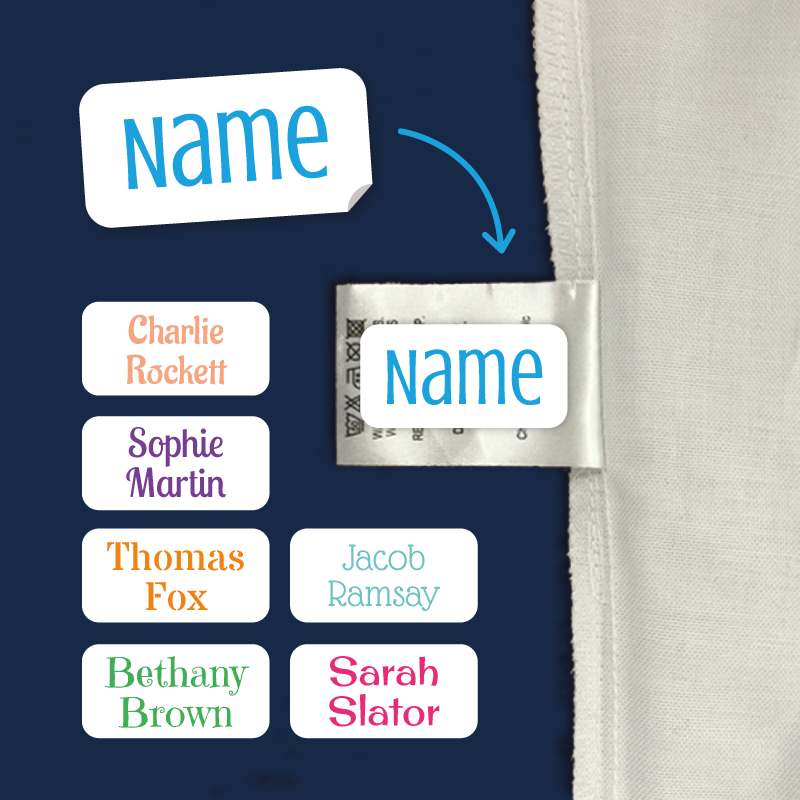 Personalised Stick On Name Labels for Clothes, Clothing Sticker, name ...