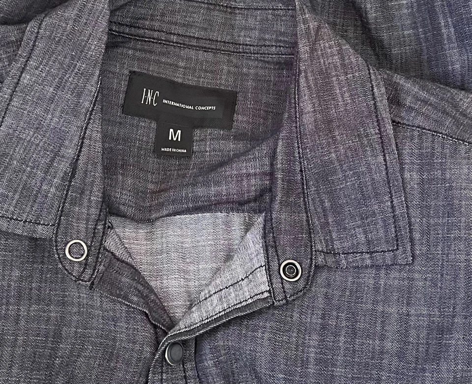 Camisa a presión gris carbón INC para hombre talla M Foto 3 de 4