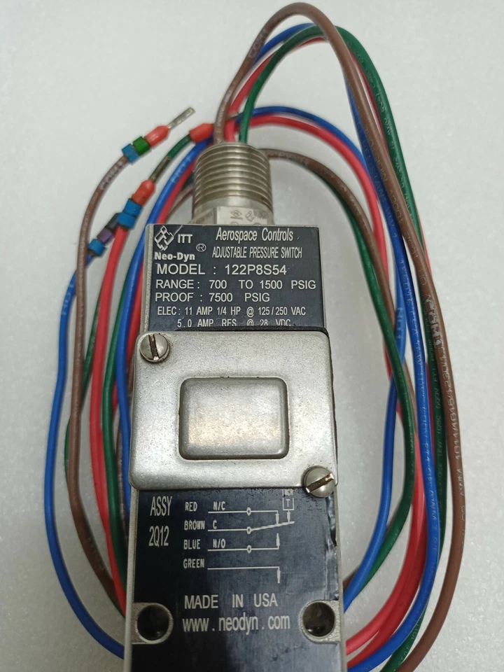 Itt Neo-Dyn 122P8S54 700 À 1500 LB/Po2 AEROSPACE CONTROLS Réglable Prsr Switch - Photo 3/4