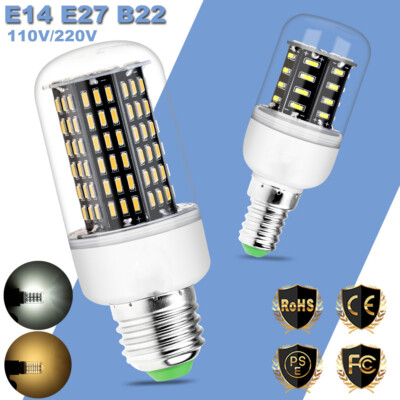 12W - 35W LED Corn Light Bulbs E14 E27 B22 Ultra Bright White Home ...