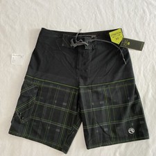 NWT Ocean Current Size 30 Men s Board Shorts Swim Trunks Black Plaid Stretch