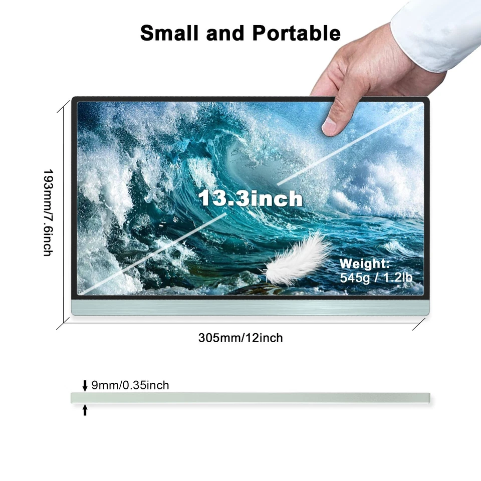 13.3inch Portable TouchScreen Monitor 1080P for Laptop Ps5 with HDMI USB C Input - Image 4 of 4