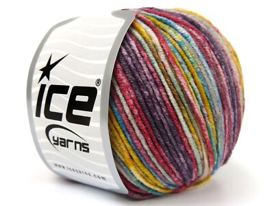Red Maroon Blue Yellow Lorena Splash Yarn 82141 Ice Yarns Cotton Acryl 50g174y