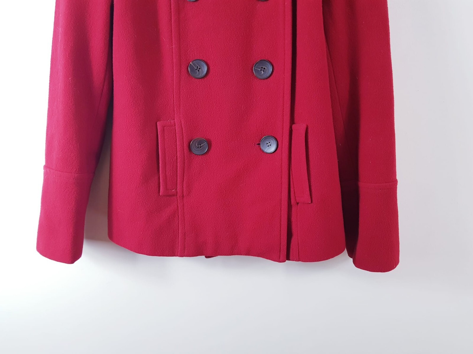 Zara Basic Red Wool-Blend Peacoat Jacket Double-B… - image 2
