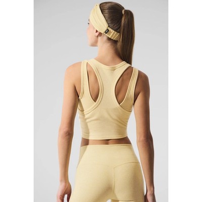 Alo Yoga Aspire Tank Warm Butter/White S | eBay