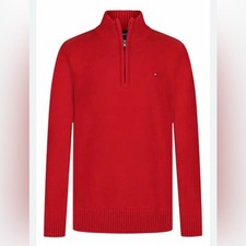 NWT Tommy Hilfiger Size Large 16-18 Vibrant Red Zip-Up Sweater