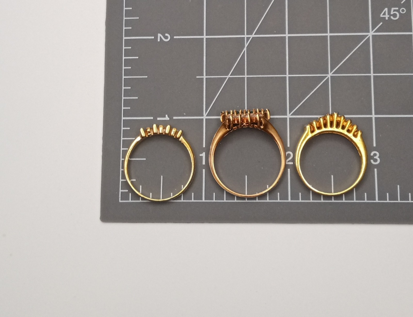 Simulated Diamond, Emerald 3 Ring Bundle. Goldton… - image 5