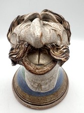 Vintage John Coiner Pottery Funny Face Toothbrush Holder Brush Pen 5.5" Ugly Man