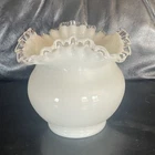 Vintage Fenton Silver Crest 4.25"x5.25" Tall Rose Bowl Vase - Square Ruffled Top