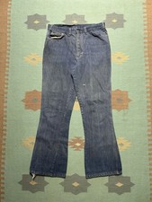 Vintage 70s denim bell bottom jeans wide flare leg twist cotton distressed 32x31