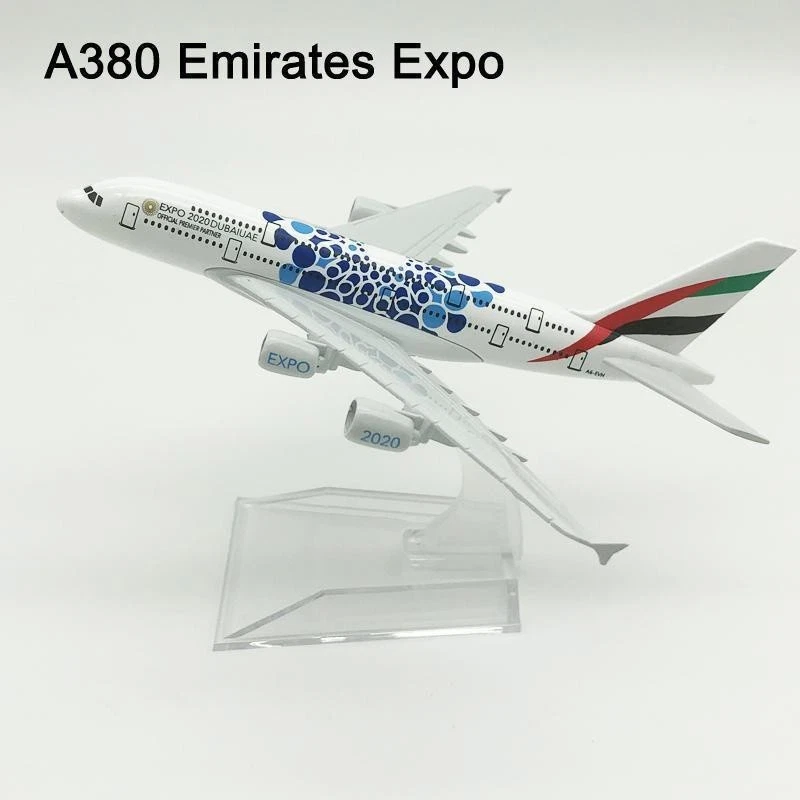1:400 Diecast in Lega Aereomodello 16cm Emirates Airbus A380 EXPO 2020 Dubai UAE - Immagine 4 di 4