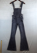 Free People We the Free Carly Overalls Flare Sz 24 Workwear Dungaree Black Wash
