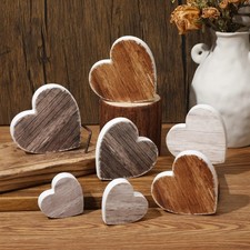 7 Pcs Valentine's Day Wooden Heart Signs Valentine's Day Decorations Rustic H...