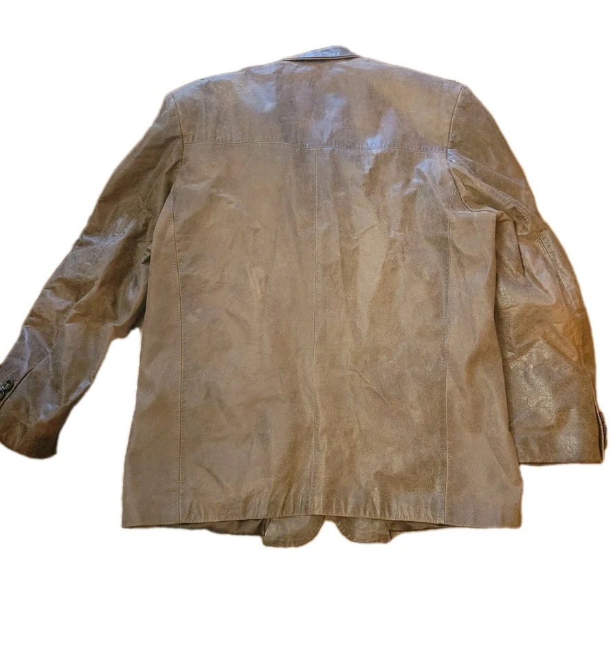 Silvia y Mario Argentina Hombre Chaqueta de Cuero Blazer Abrigo Deportivo Marrón Talla US L Foto 2 de 4
