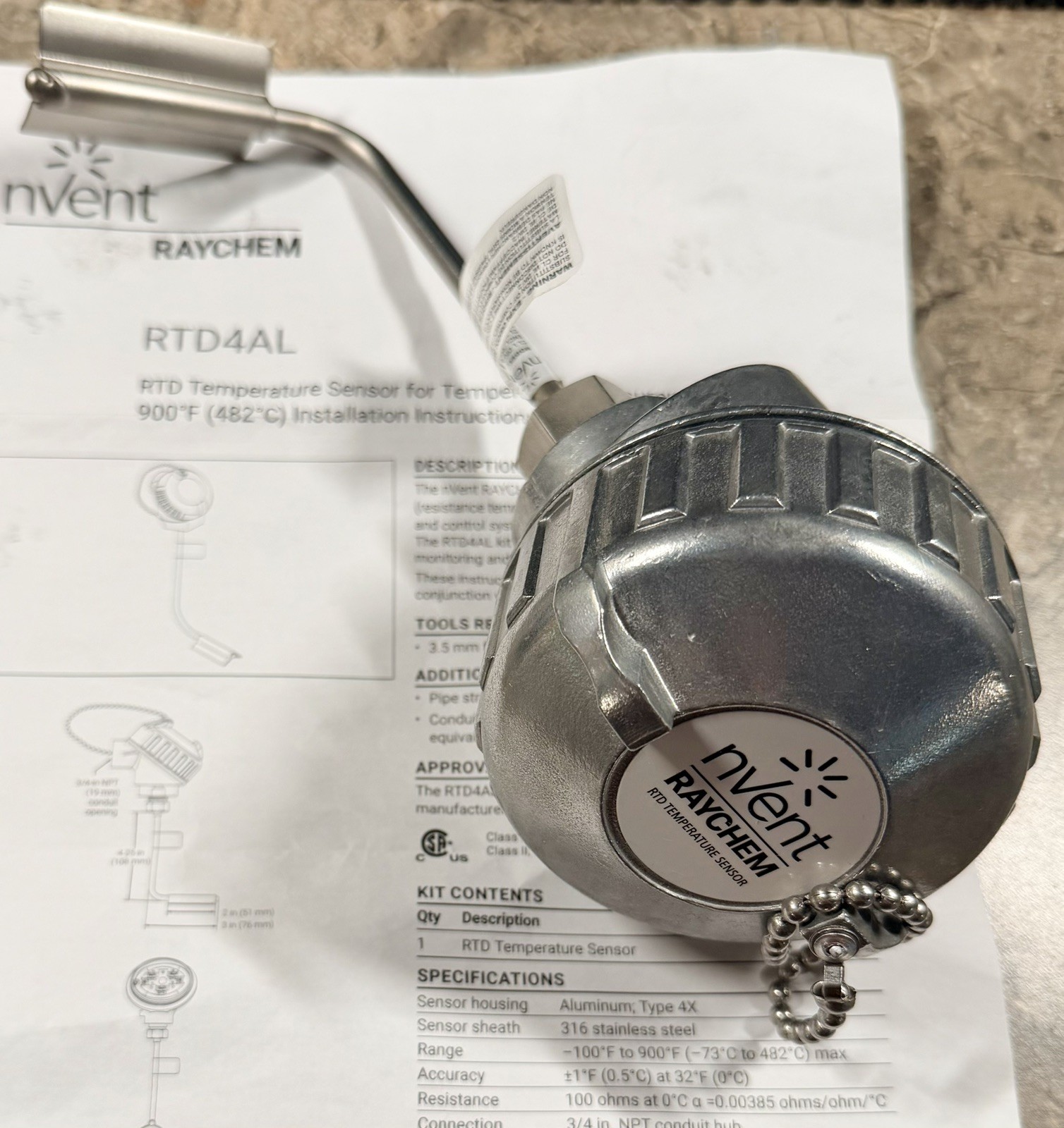 nVent RAYCHEM RTD4AL RTD Temperature Sensor -FREE SHIPPING-