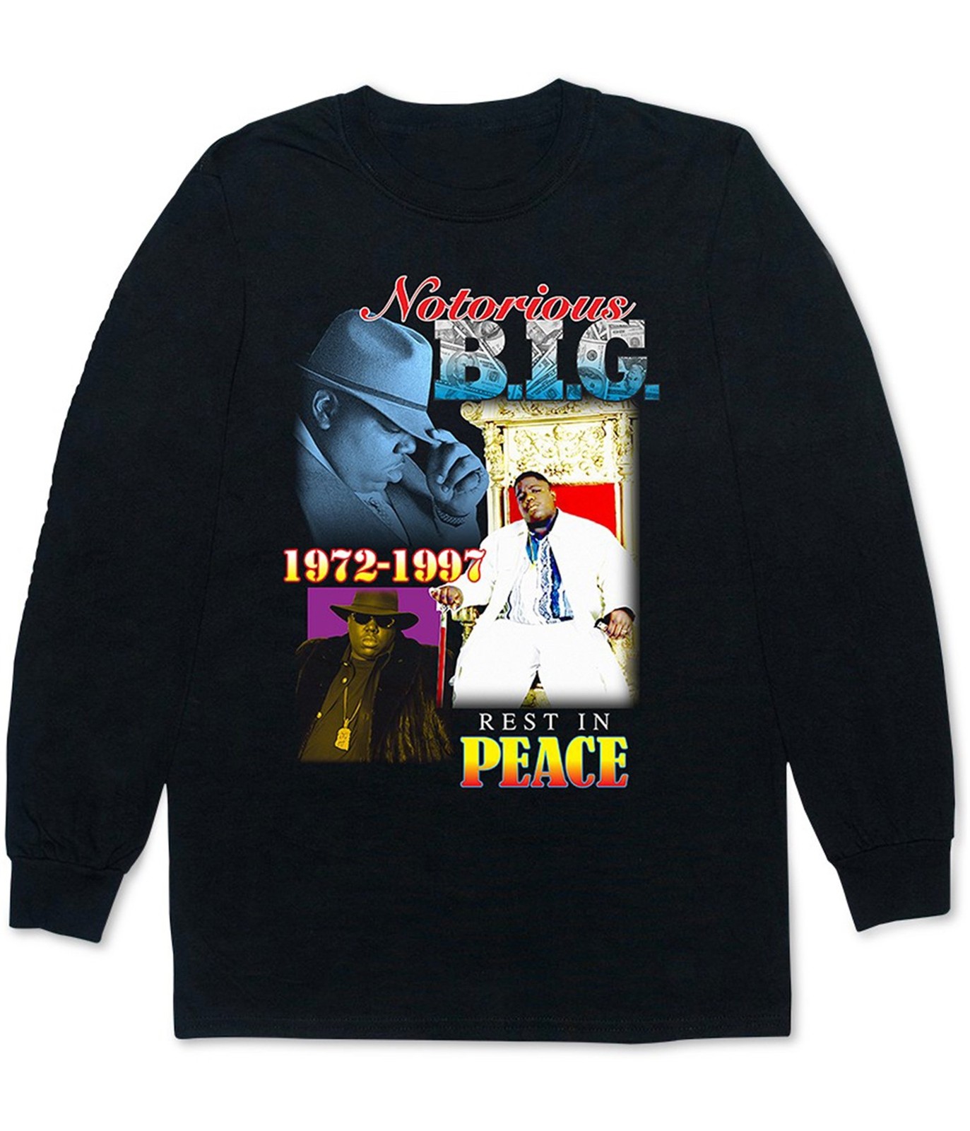 Мужская футболка с графическим принтом RIP BIG характерная для группы Черная Средний размер 3090₽