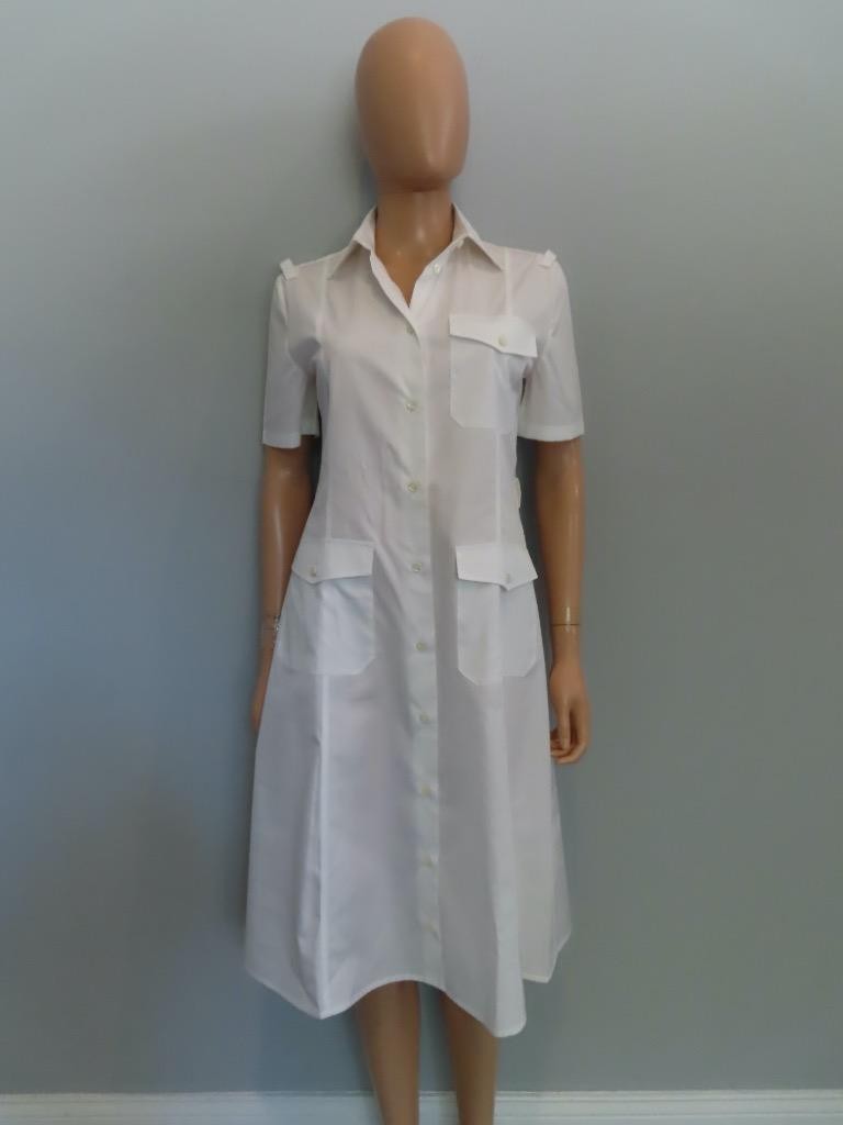 prada shirt dress Fabric belt Silk mid-length dress Prada White
