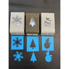 Stampin Up Seasonal Paper Punch Lot Snowflake Evergreen Tree Snowman 3 Piece Set