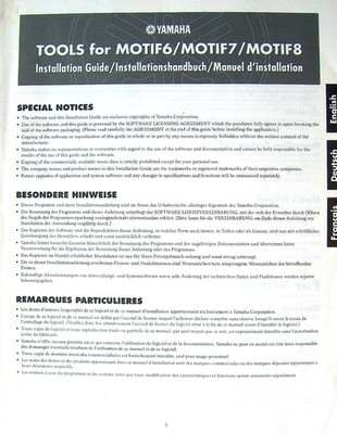 Yamaha Tools for MOTIF 6 MOTIF 7 MOTIF 8 Original Installation Guide Book Only.