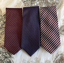 Men  s Ties Lot Of 3 DKNY Calvin Klein John Ashford Purple Red Stripe Excellent