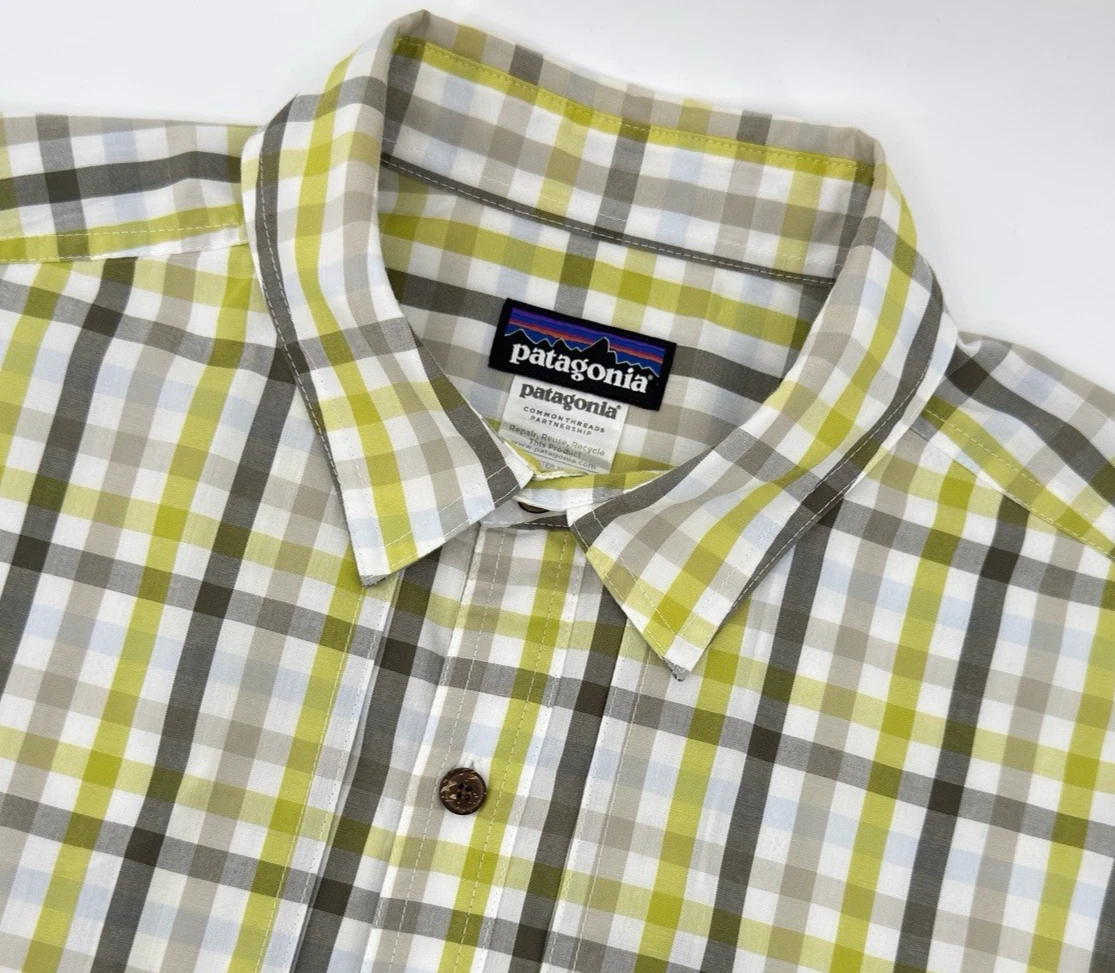 Patagonia Shirt Men’s XL Plaid Organic Cotton Hiking Outdoor Long Sleeve