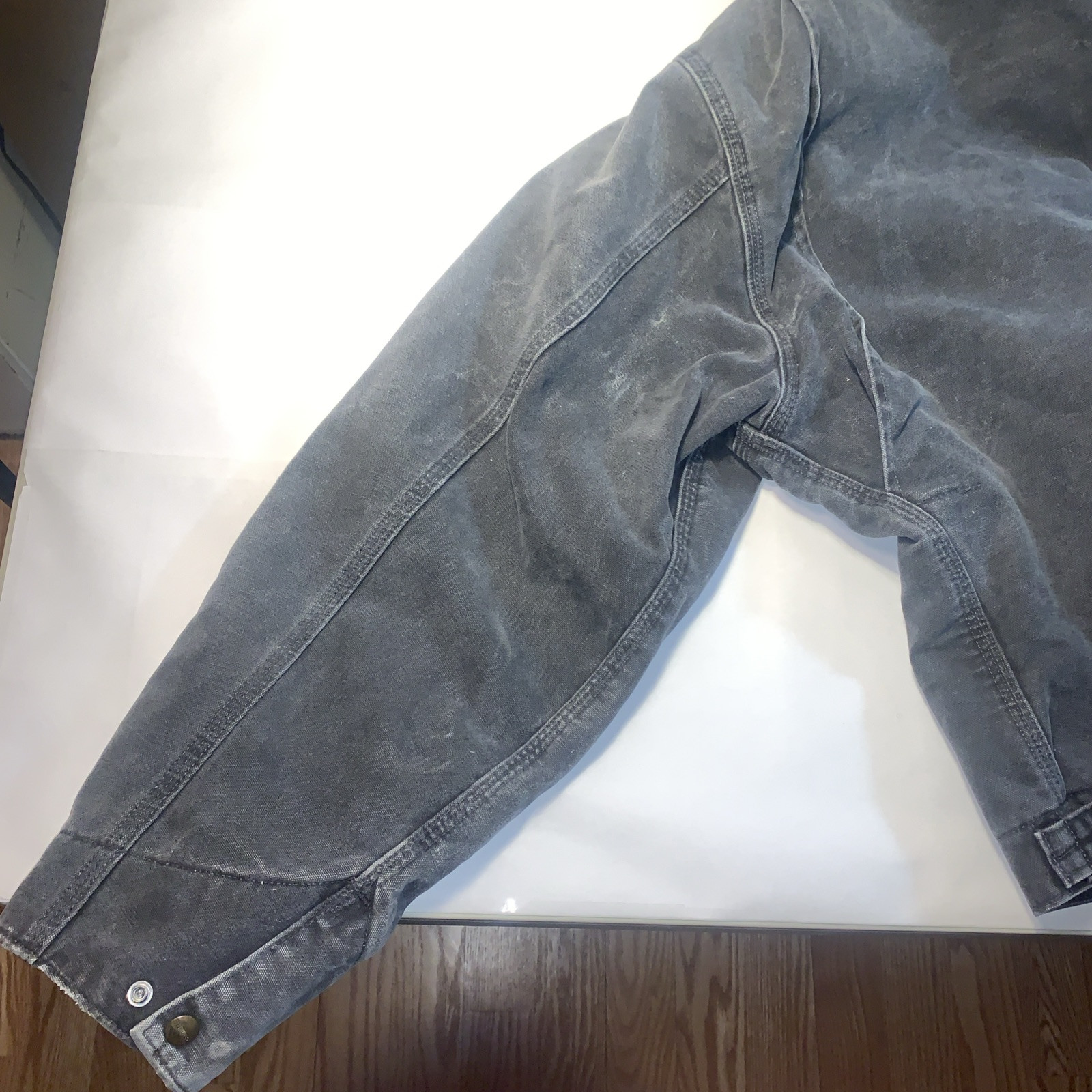 Vintage USA Carhartt Detroit Jacket J97 Petrol Size 2XL Faded Blanket Trucker thumbnail 13