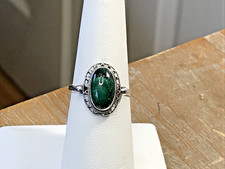 Sterling silver green malachite ring size 6.75 R089 