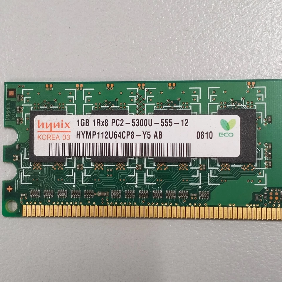 Hynix 1GB DDR2 RAM PC2-5300 667MHz CL5 non-ECC DIMM HYMP112U64CP8-Y5 377726-888 - Image 2 of 4