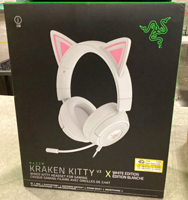 Razer Kraken Kitty V3 X White Edition USB Over-Ear Mic Headset for Gaming