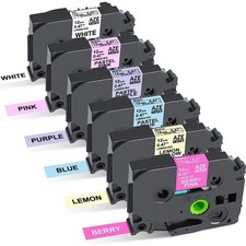 6 Packs 12mm 0.47" Label Maker Tape for Brother PT-D210 PT-H110 PTD220 D600
