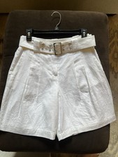 Vera Wang High Waisted White Linen Dress Shorts
