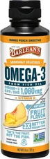 Barlean's Mango Peach Omega 3 Fish Oil Liquid Supplement with Vitamin 8 Ounce 
