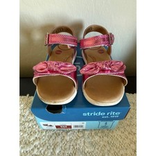 Stride Rite SR Whitney Toddler Girls Hot Pink Metallic Bow Sandals Memory Foam 9