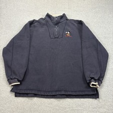 Vtg Disney World Mickey Mouse Quarter Zip Sweatshirt Mens M Embroidered Pullover