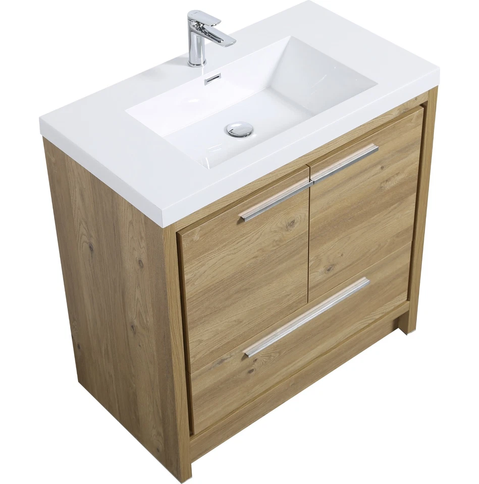 Alma Allier 36 inch Natual Oak Finish Vanity With White Sink - Image 4 of 4