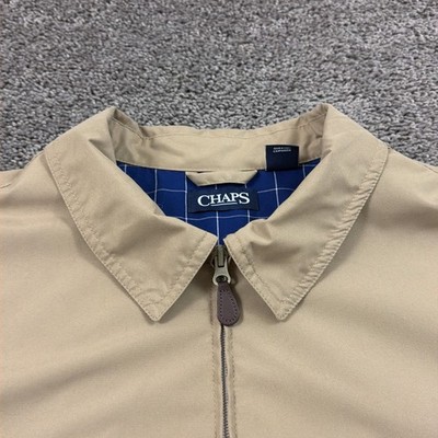 Chaps Jacket Mens 2XL Big 2XB Beige Full Zip Long Sleeve Bomber