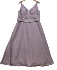 Azazie Lavender A-Line Chiffon Sleeveless Party Dress Pleated V-Neck Knee Length