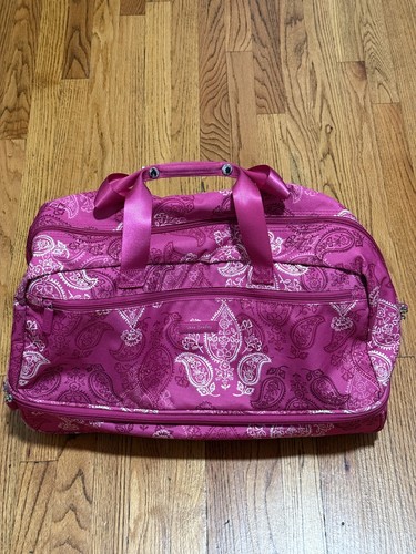 Vera Bradley Rolling Travel Bag with Pull Extended Handle Pink Stamped Paisley