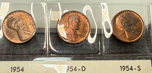 AU/UNC 1954 P-D-S Lincoln Wheat Cent Year Set