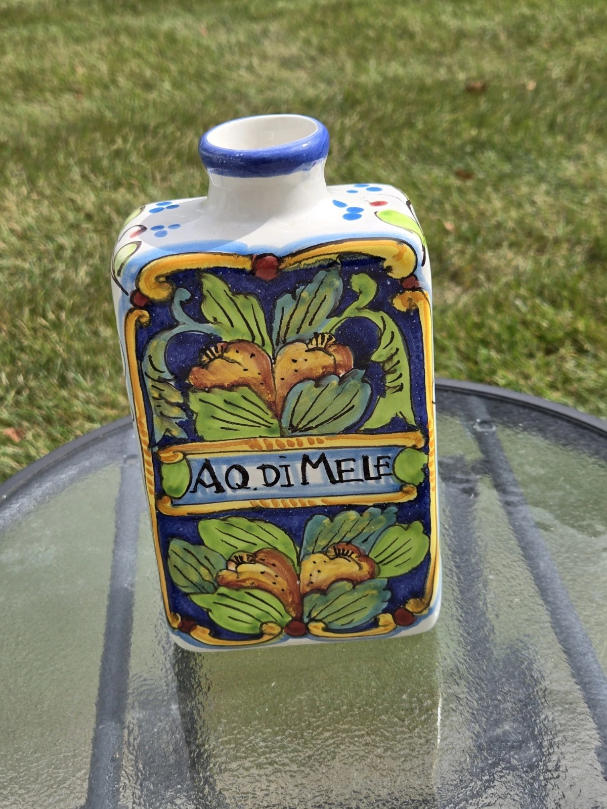 Decorative Italian Ceramic Vinegar Bottle 8.5 Inches