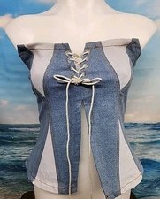 New Finesse  Strapless Blue Denim Top Size Small 