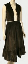 Vintage 70s H Bar C Western Soft Cotton Velvet Full Skirt With Open Vest XXS 2XS