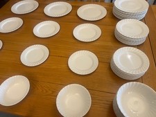 Classic Johnson Brothers White Fluted Dinner Service – 51 Pcs.  Made in England