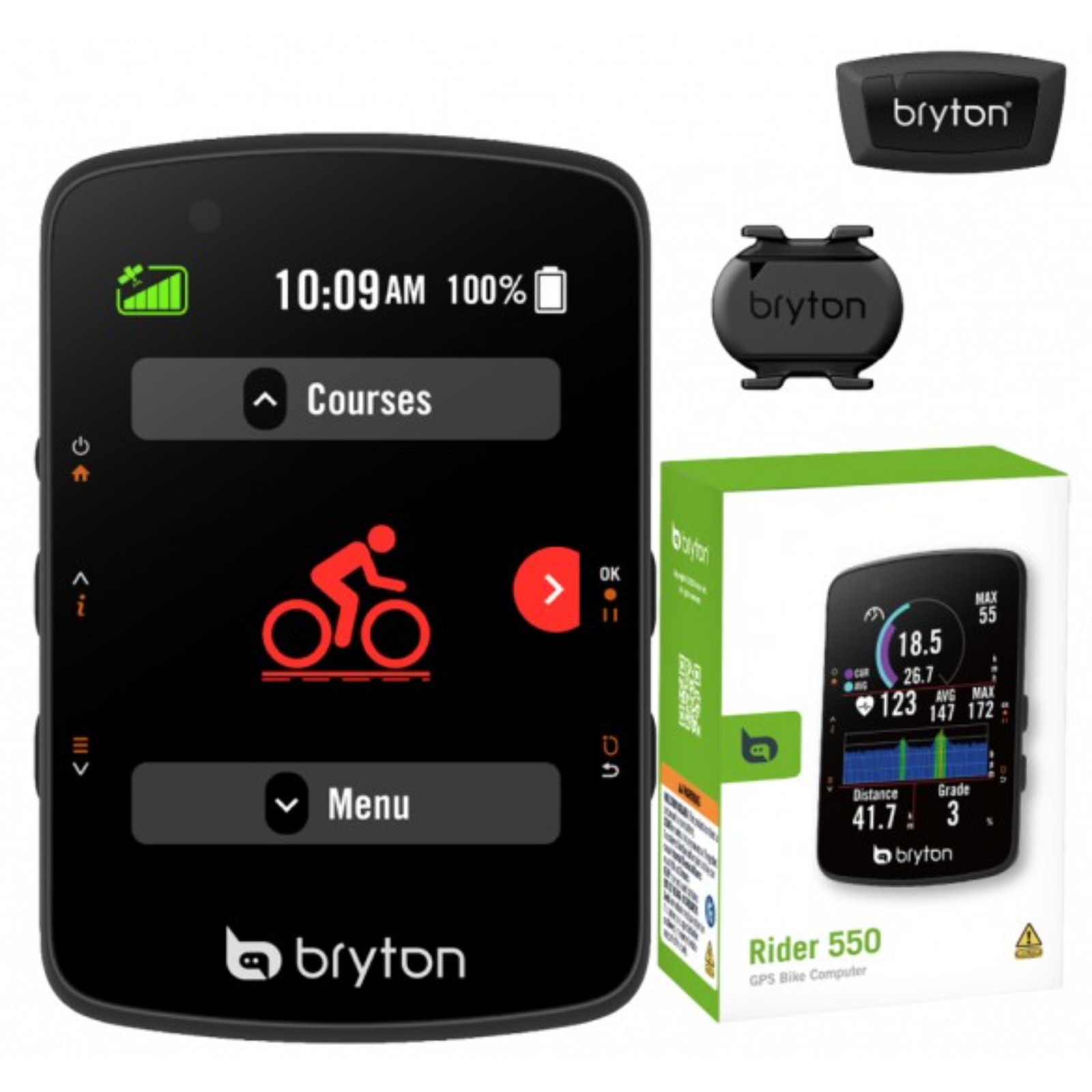 Bryton Rider 550 GPS Cycle Computer - With Sensor Bundle (Cadence & HRM)