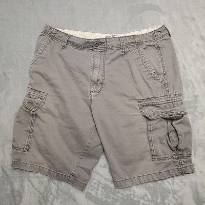 Plugg Cargo Shorts Mens 36 Gray 100% Cotton Twill Utility Outdoor Casual