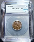 1931-D Lincoln Wheat Cent ICG MS63 Choice BU