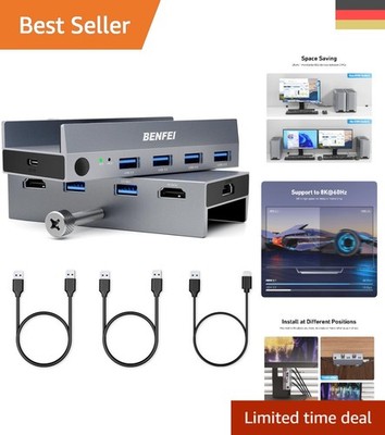 Platzsparender HDMI KVM Switch für 2 PCs mit 8K@60Hz und 4 USB 3.0 Anschlüssen