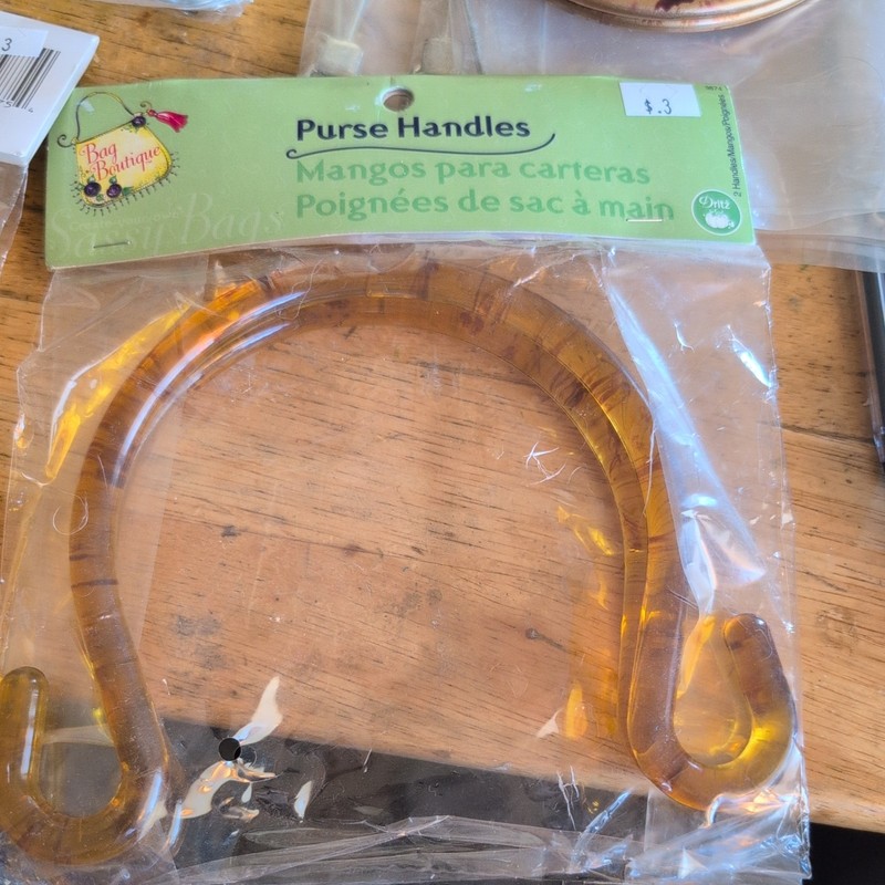 Purse Handbag Handles Dritz Sassy Bags Bags Boutique Set Of 2 Amber Plastic NEW