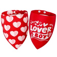 Valentines Day Dog Bandanas 2 Pack, Love Pet Scarf for Boy Girl Dogs, Premi...