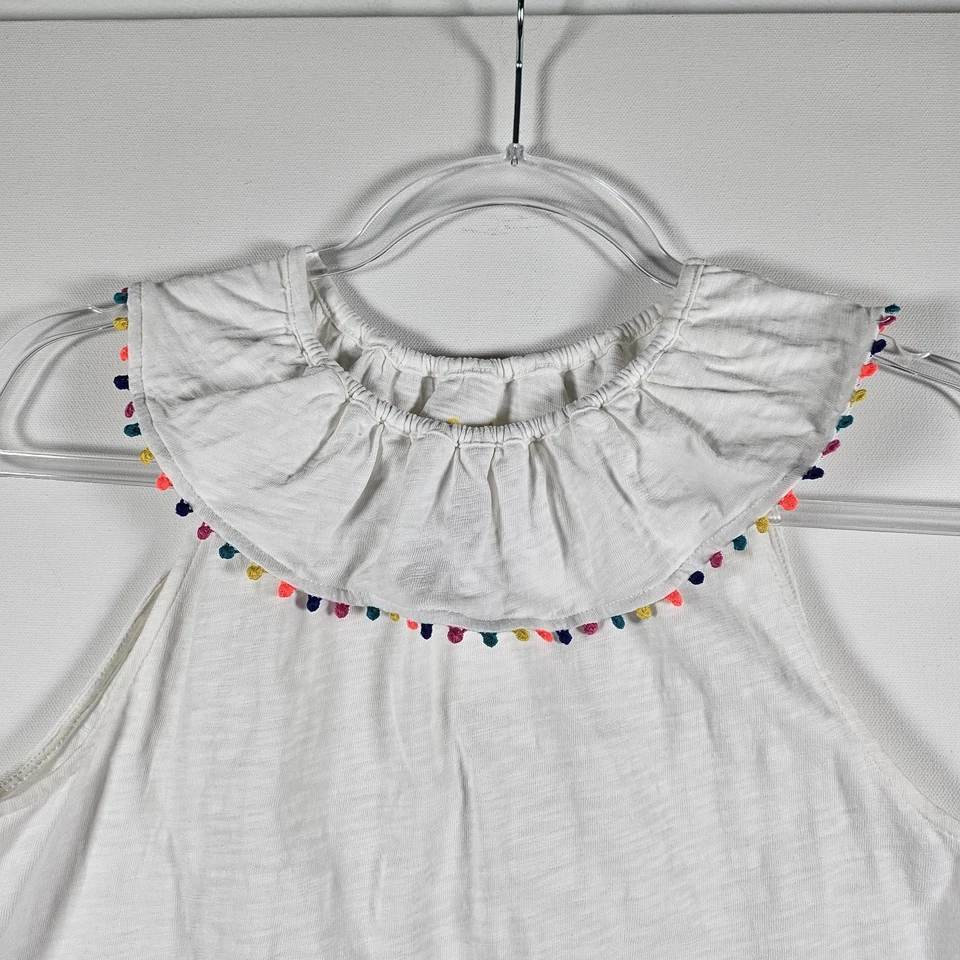 Boden Kids Youth Pompom trim White Shirt Top size 13-14 yo 164cm Preppy Summer - Image 2 of 4
